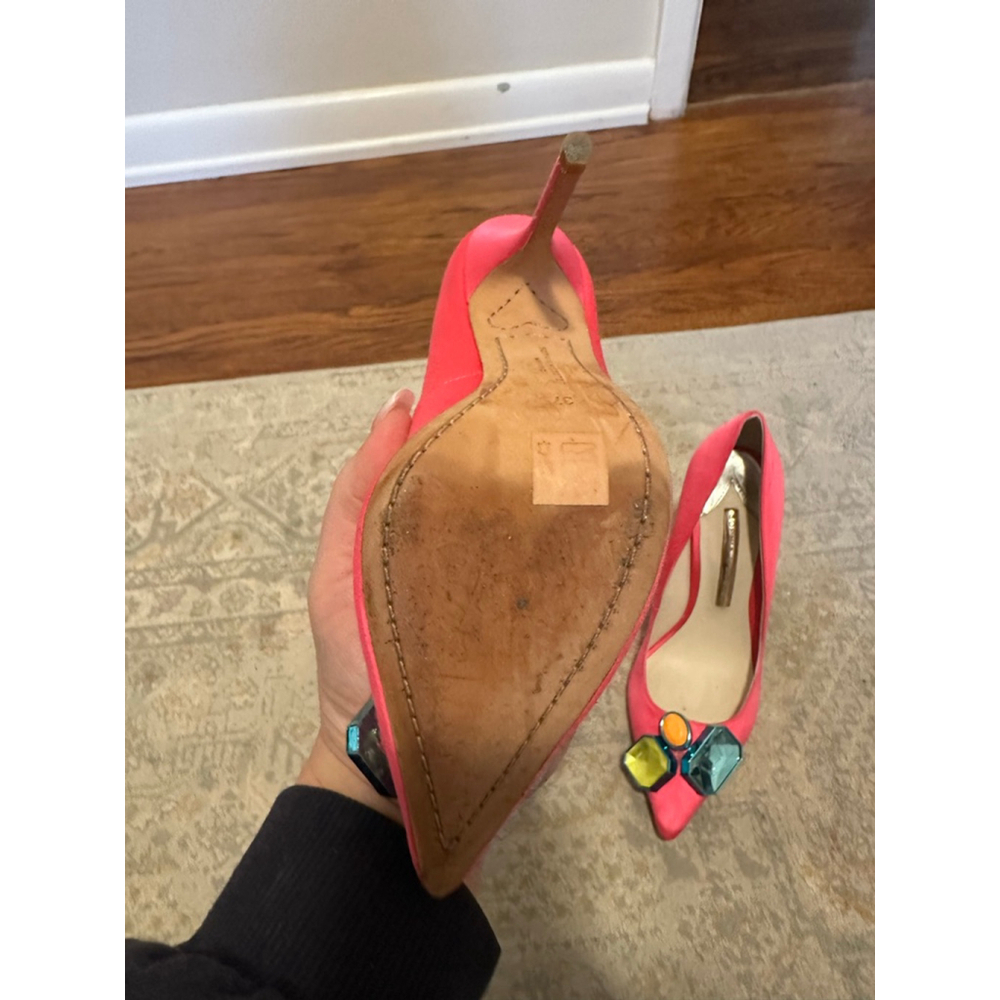 Women's Sophia Webster Pink Heels with Teal Embellishments Size 37 - Picture 5 of 8